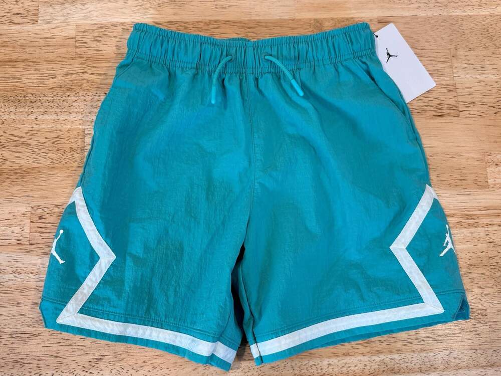 Jordan Boys Poolside Diamond Woven Shorts in Washed Teal Boys Size Small 8-10